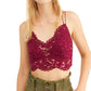 Sutiã íntimo feminino Free People com estampa floral elástica para o dia a dia, tamanho grande, vermelho