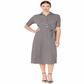 Vestido midi pied-de-poule micro Ralph Lauren feminino, cinza, tamanho extragrande