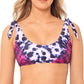 Top de biquíni com estampa tie-dye e decote profundo, estilo How Do You Zoo, da Salt + Cove Juniors, tamanho grande, com estampa tie-dye e leopardo fúcsia