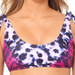 Top de biquíni com estampa tie-dye e decote profundo, estilo How Do You Zoo, da Salt + Cove Juniors, tamanho grande, com estampa tie-dye e leopardo fúcsia