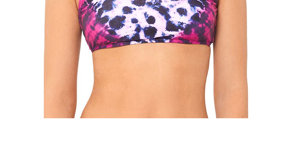 Top de biquíni com estampa tie-dye e decote profundo, estilo How Do You Zoo, da Salt + Cove Juniors, tamanho grande, com estampa tie-dye e leopardo fúcsia