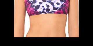 Top de biquíni com estampa tie-dye e decote profundo, estilo How Do You Zoo, da Salt + Cove Juniors, tamanho grande, com estampa tie-dye e leopardo fúcsia
