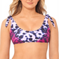 Top de biquíni com estampa tie-dye e decote profundo, estilo How Do You Zoo, da Salt + Cove Juniors, tamanho grande, com estampa tie-dye e leopardo fúcsia
