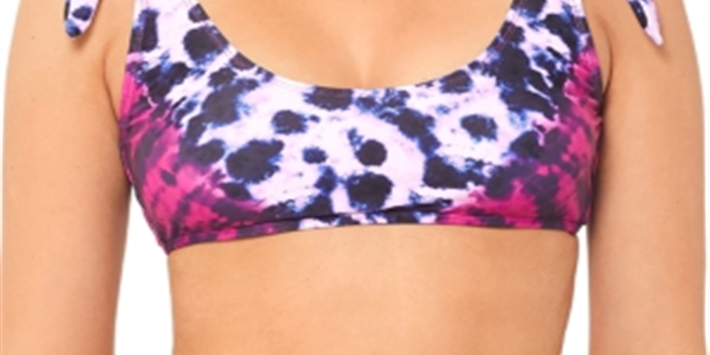 Top de biquíni com estampa tie-dye e decote profundo, estilo How Do You Zoo, da Salt + Cove Juniors, tamanho grande, com estampa tie-dye e leopardo fúcsia