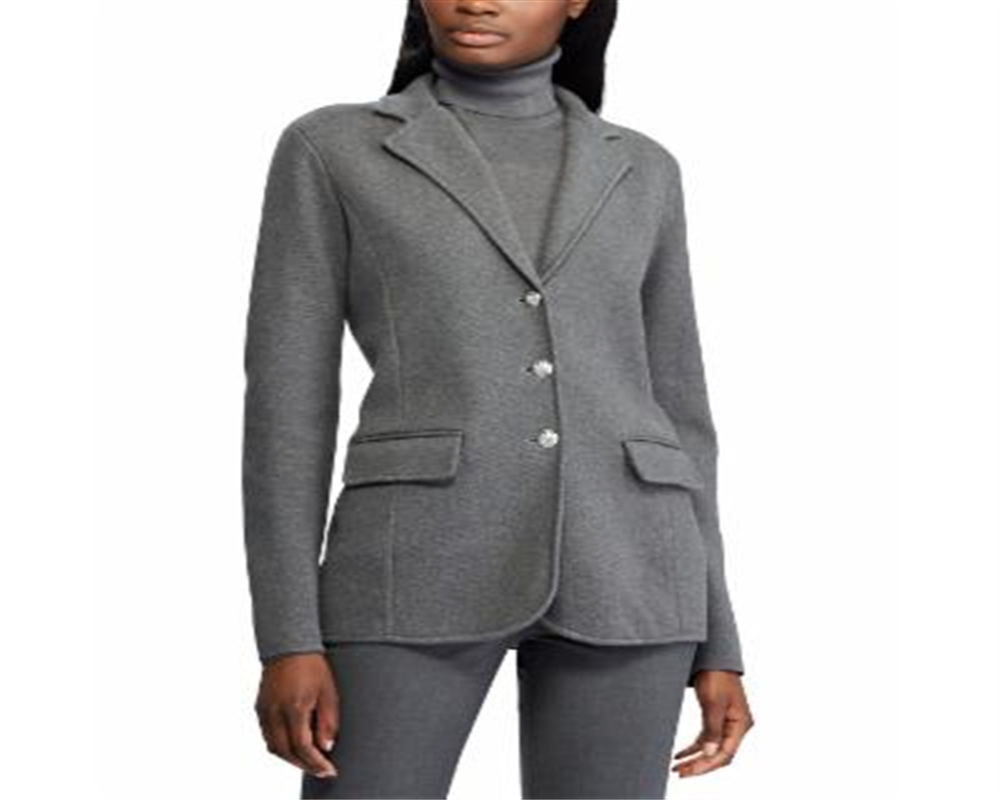 Ralph Lauren Blazer Feminino de Malha de Algodão Cinza Tamanho Pequeno Pequeno