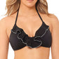 Biquíni feminino Salt + Cove júnior com babados e acabamento prateado, preto, tamanho médio