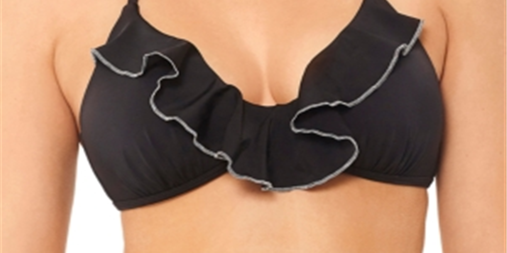 Biquíni feminino Salt + Cove júnior com babados e acabamento prateado, preto, tamanho médio