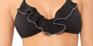 Biquíni feminino Salt + Cove júnior com babados e acabamento prateado, preto, tamanho médio