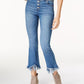 Calça jeans feminina cropped com franjas da INC International Concepts, azul, tamanho 18