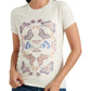 Camiseta feminina com estampa de borboleta Lucky Brand, bege, tamanho grande