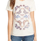 Camiseta feminina com estampa de borboleta Lucky Brand, bege, tamanho grande