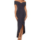 Vestido feminino metálico XSCAPE ombro a ombro, preto, tamanho 12