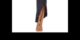 Vestido feminino metálico XSCAPE ombro a ombro, preto, tamanho 12