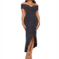 Vestido feminino metálico XSCAPE ombro a ombro, preto, tamanho 12