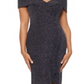 Vestido feminino metálico XSCAPE ombro a ombro, preto, tamanho 12