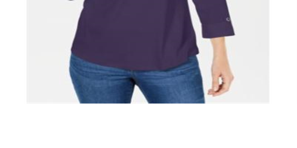 Camisa polo feminina Karen Scott manga 3/4 roxa tamanho pequeno P