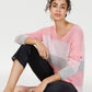 Suéter feminino de cashmere listrado com enrolado Charter Club, rosa, tamanho pequeno