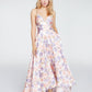 Vestido formal feminino Speechless, cor coral, com bolsos florais, alças finas, decote coração, comprimento total, estilo flare, branco, tamanho 17