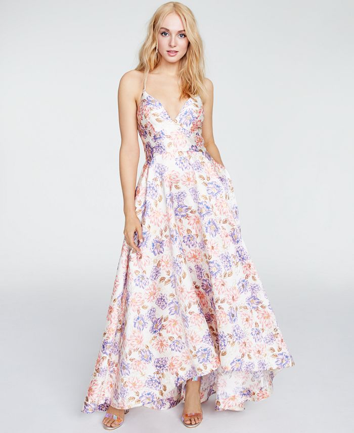 Vestido formal feminino Speechless, cor coral, com bolsos florais, alças finas, decote coração, comprimento total, estilo flare, branco, tamanho 17