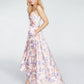 Vestido formal feminino Speechless, cor coral, com bolsos florais, alças finas, decote coração, comprimento total, estilo flare, branco, tamanho 17