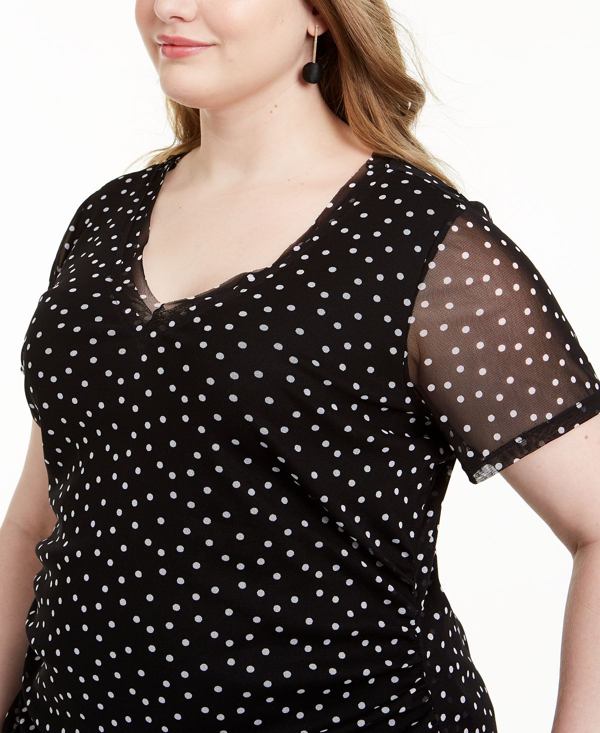 INC International Concepts Plus Size Top com decote em V Preto Tamanho 1X