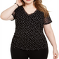 INC International Concepts Plus Size Top com decote em V Preto Tamanho 1X