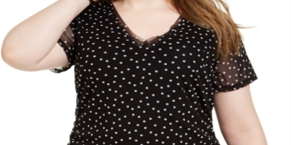 INC International Concepts Plus Size Top com decote em V Preto Tamanho 1X