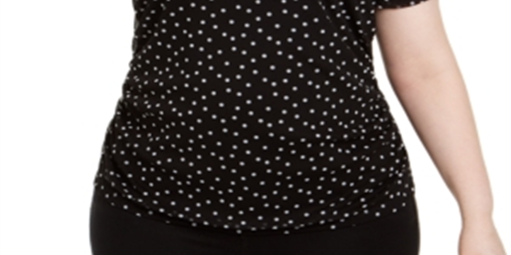 INC International Concepts Plus Size Top com decote em V Preto Tamanho 1X