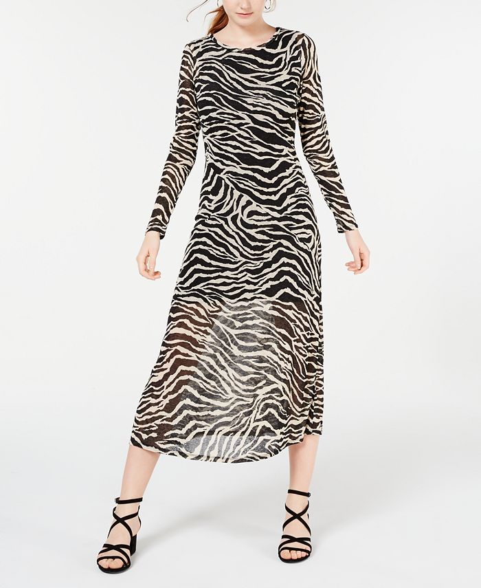 Vestido midi de malha zebra Rosie Harlow Junior, preto, tamanho pequeno