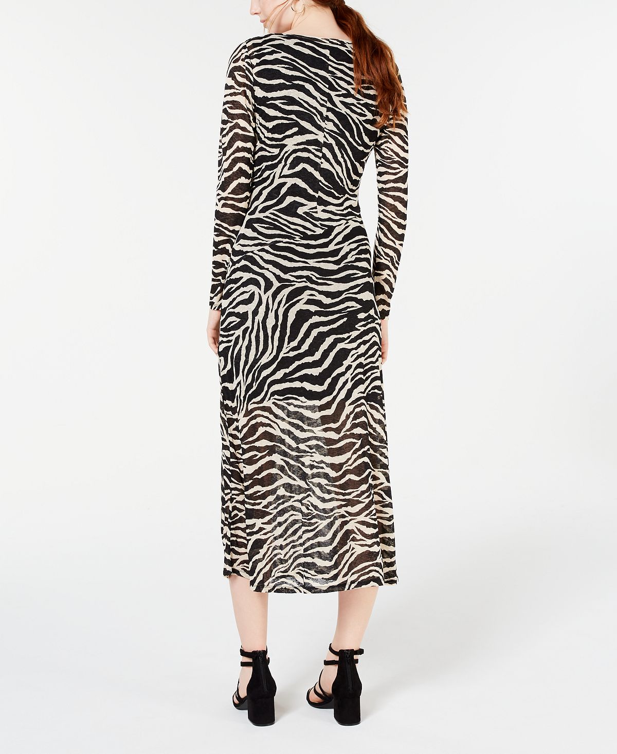 Vestido midi de malha zebra Rosie Harlow Junior, preto, tamanho pequeno