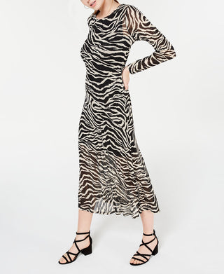 Vestido midi de malha zebra Rosie Harlow Junior, preto, tamanho pequeno