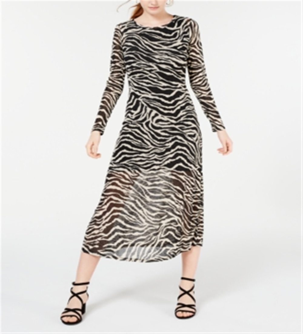 Vestido midi de malha zebra Rosie Harlow Junior, preto, tamanho pequeno