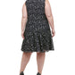 Vestido flare feminino Tommy Hilfiger plus size com renda metálica, preto, tamanho 20W