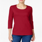Karen Scott Top feminino com decote redondo, vermelho, tamanho grande