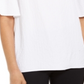 Blusa feminina com textura amassada e ombros descobertos, tamanho médio, branca, da coleção JM