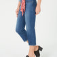 Calça jeans capri feminina com cinto e punho estilo &amp; co, azul, tamanho 6, pequena