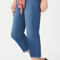 Calça jeans capri feminina com cinto e punho estilo &amp; co, azul, tamanho 6, pequena