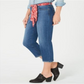 Calça jeans capri feminina com cinto e punho estilo &amp; co, azul, tamanho 6, pequena