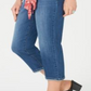 Calça jeans capri feminina com cinto e punho estilo &amp; co, azul, tamanho 6, pequena