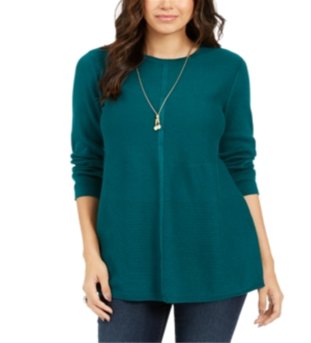Suéter túnica feminino estilo &amp; co com pontos mistos, verde, tamanho pequeno GG