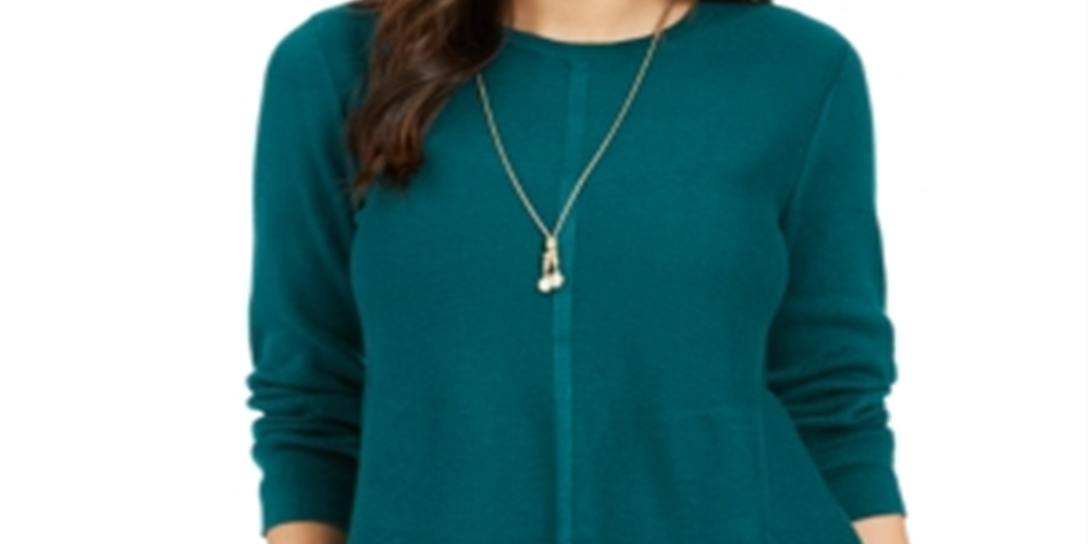 Suéter túnica feminino estilo &amp; co com pontos mistos, verde, tamanho pequeno GG