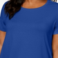 Blusa feminina plus size manga curta azul tamanho 1X da coleção JM