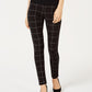 Legging feminina xadrez frontal INC International Concepts, preta, tamanho 14, pequena