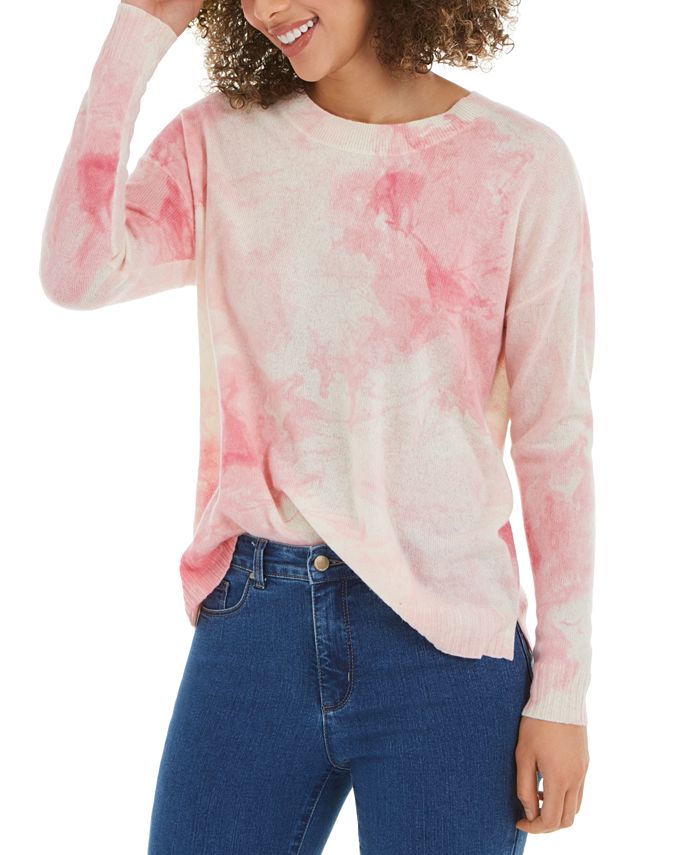 Suéter de cashmere tie-dye feminino Charter Club rosa tamanho extragrande