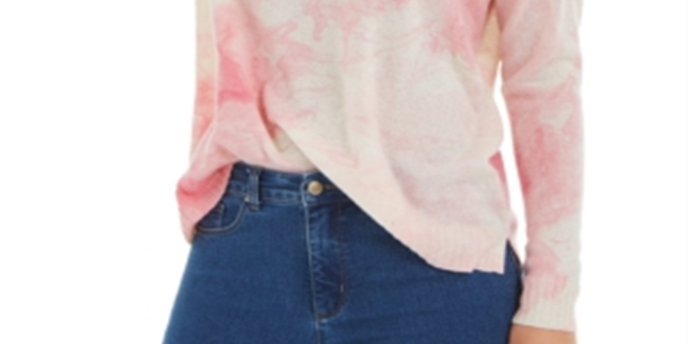 Suéter de cashmere tie-dye feminino Charter Club rosa tamanho extragrande