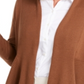 Cardigan feminino JM Collection com nervuras mistas e botões, marrom, tamanho pequeno