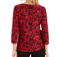 JM Collection Top Feminino Jacquard com Lantejoulas Vermelho Tamanho X-Grande