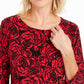 JM Collection Top Feminino Jacquard com Lantejoulas Vermelho Tamanho X-Grande