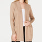 Cardigan feminino JM Collection com mangas curtas e botões, marrom, tamanho pequeno M