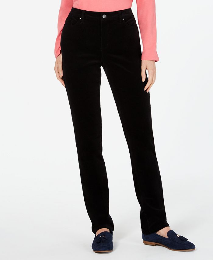 Calça de veludo cotelê Lexington Tummy Control feminina Charter Club, preta, tamanho 20X5
